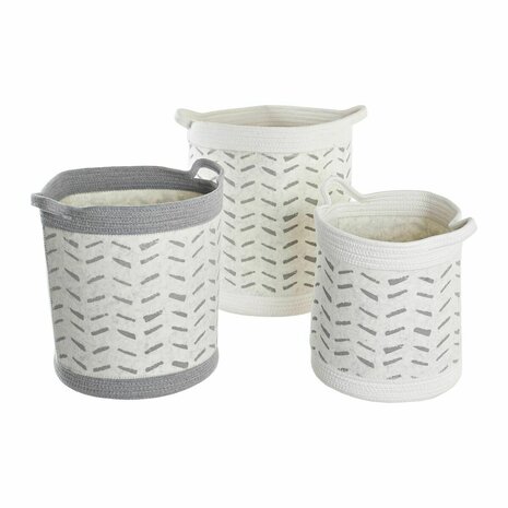 Mandenset DKD Home Decor Grijs Katoen (3 Onderdelen) (35 x 35 x 40 cm) 1