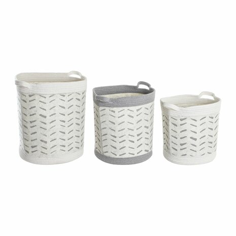 Mandenset DKD Home Decor Grijs Katoen (3 Onderdelen) (35 x 35 x 40 cm) 2