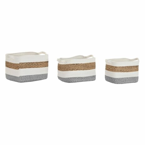 Mandenset DKD Home Decor Wit Natuurlijke Vezel 36 x 27 x 27 cm 3 Onderdelen 1