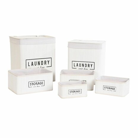 Mandenset DKD Home Decor Wit Bamboe 40 x 30 x 46 cm (5 Onderdelen) 1