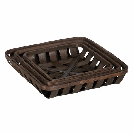 Mandenset Bruin Hout 52 x 52 x 11,5 cm (3 Stuks) 8