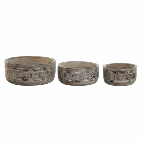 Tafeldecoratie DKD Home Decor Wit Natuurlijk Indiaas 30,5 x 30,5 x 12,7 cm (3 Onderdelen) 1