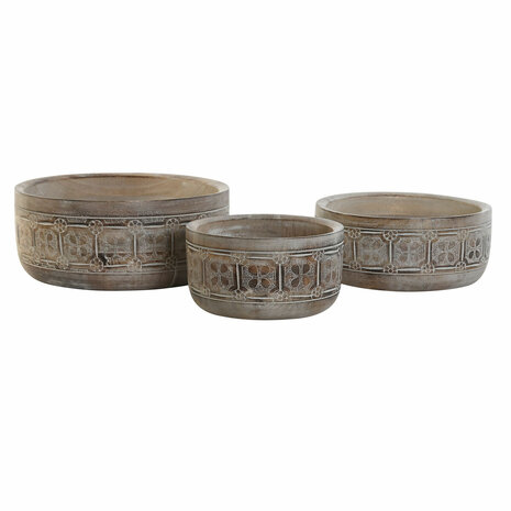 Tafeldecoratie DKD Home Decor Wit Natuurlijk Indiaas 30,5 x 30,5 x 12,7 cm (3 Onderdelen) 2