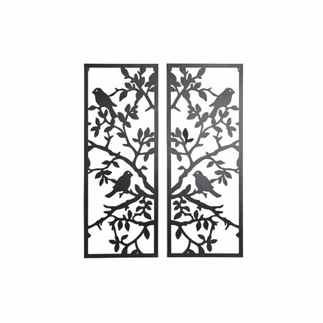 Wanddecoratie DKD Home Decor (2 Onderdelen) Metaal Vogels Shabby Chic (35 x 1,3 x 91 cm) 1