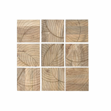 Wanddecoratie Home ESPRIT Natuurlijk Modern Blad van een plant 90 x 3 x 90 cm (9 Onderdelen) 1