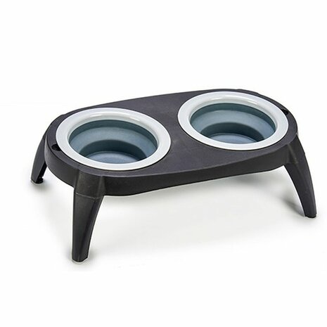 Dierenvoederbak Opvouwbaar Zwart Siliconen Plastic 9 x 39 x 9 cm (12 Stuks) 2