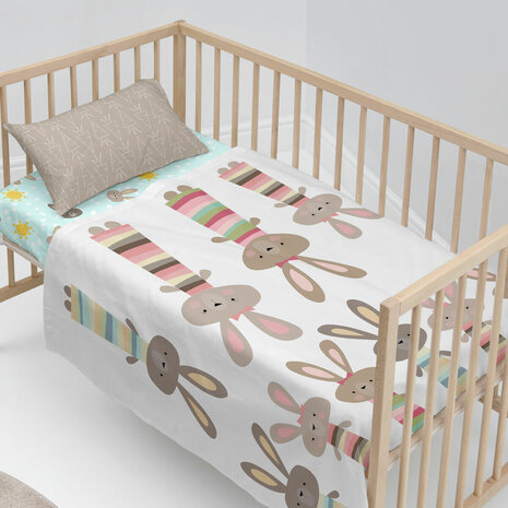 Beddengoedset HappyFriday Moshi Moshi Rabbit family Multicolour Wieg voor baby&apos;s 2 Onderdelen 3