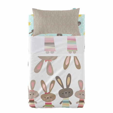 Beddengoedset HappyFriday Moshi Moshi Rabbit family Multicolour Wieg voor baby&apos;s 2 Onderdelen 6