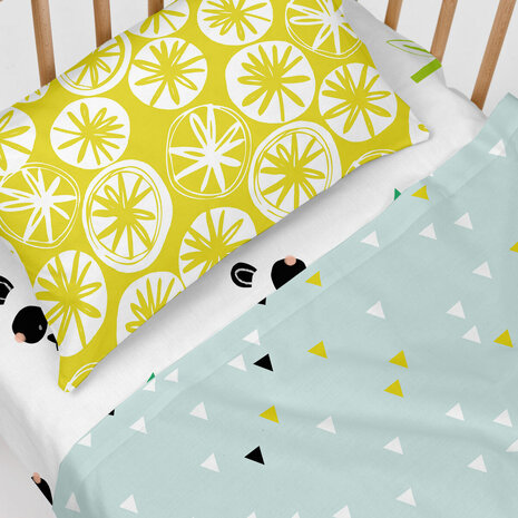 Beddengoedset HappyFriday Moshi Moshi Panda garden blue Blauw Wieg voor baby&apos;s 2 Onderdelen 4
