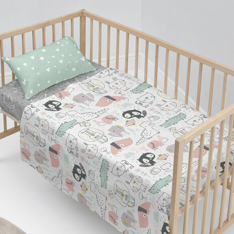 Beddengoedset HappyFriday Moshi Moshi Best buddies  Multicolour Wieg voor baby&apos;s 2 Onderdelen 2