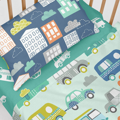 Onderlaken HappyFriday MOSHI MOSHI Groen Multicolour 60 x 120 x 14 cm 2