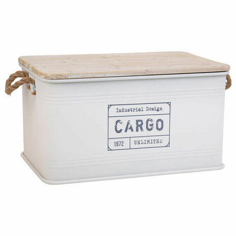 Koffer Alexandra House Living Cargo Wit Industriële hennep Metaal Sparrenhout 38 x 60 x 33 cm 1
