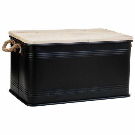 Koffer Alexandra House Living Factory Zwart Industriële hennep Metaal Sparrenhout 38 x 60 x 33 cm 4