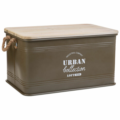 Koffer Alexandra House Living Urban Groen Industriële hennep Metaal Sparrenhout 38 x 60 x 33 cm 1