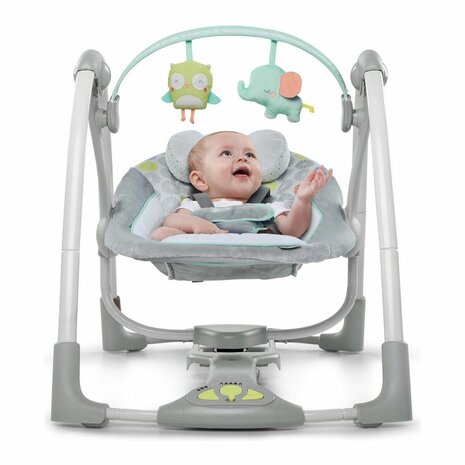 Schommelstoel Ingenuity Compact Swing - Hugs & Hoots Wit Grijs 6