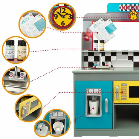 Speelgoedkeuken Play & Learn Retro 90 x 104 x 58 cm 4