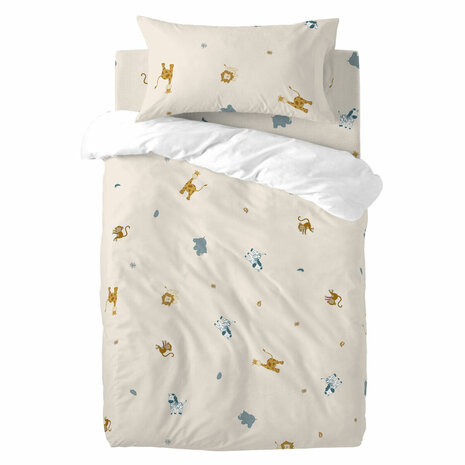 Dekbedovertrek set HappyFriday Mini Animals Multicolour Wieg voor baby&apos;s 2 Onderdelen 1