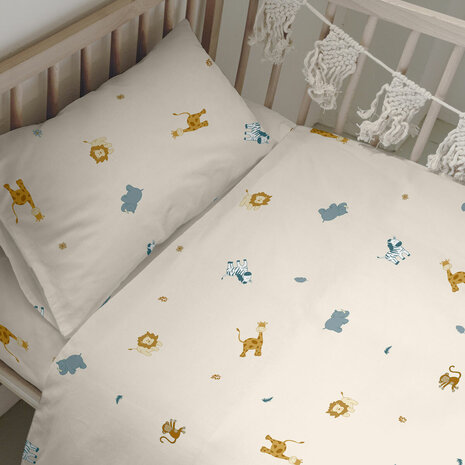 Dekbedovertrek set HappyFriday Mini Animals Multicolour Wieg voor baby&apos;s 2 Onderdelen 2