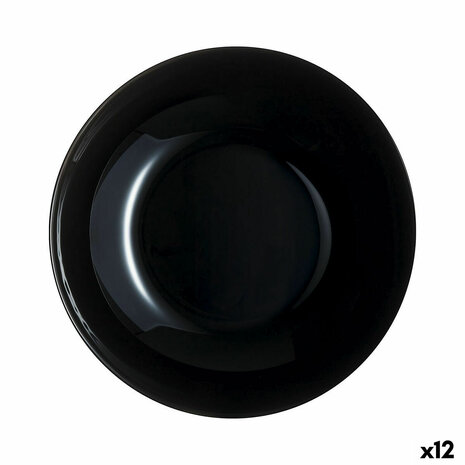 Diep bord Luminarc Zelie Negro Zwart Glas Ø 20 cm (12 Stuks) 1