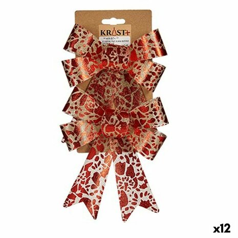 Lasso Kerstversiering Afgedrukt Rood Gouden PVC 15 x 4 x 16 cm (12 Stuks) 1