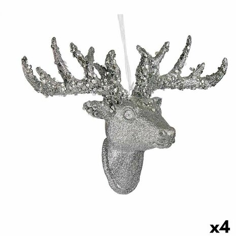Kerstversiering Kerstrendier Hanger Zilverkleurig 32 cm (4 Stuks) 1