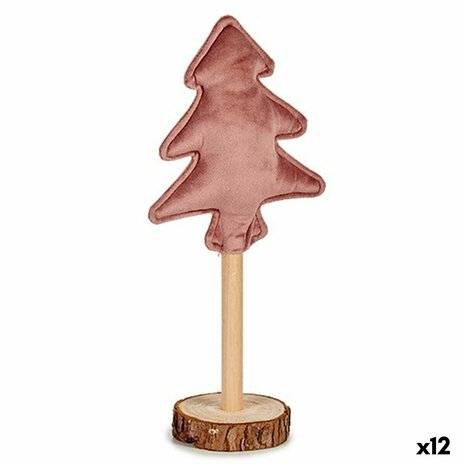 Kerstboom Polyester Roze Hout 8 x 13 x 30 cm (12 Stuks) 1