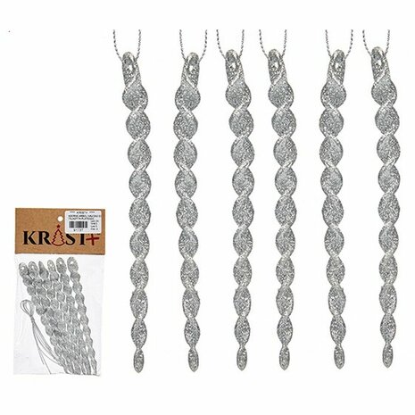 Kerstversiering Zilverkleurig Plastic Purpurine 13,5 x 1 x 5,5 cm (24 Stuks) 3