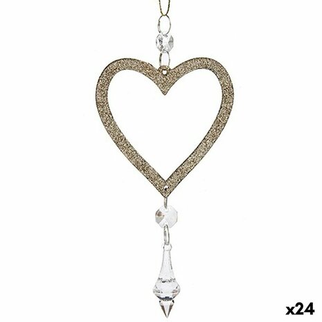 Kerstversiering Hart champagne Plastic Purpurine 9 x 16 x 2 cm (24 Stuks) 1