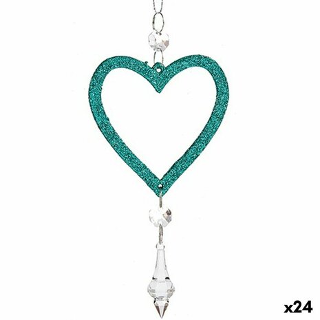 Kerstversiering Hart Groen Plastic Purpurine 9 x 16 x 2 cm (24 Stuks) 1