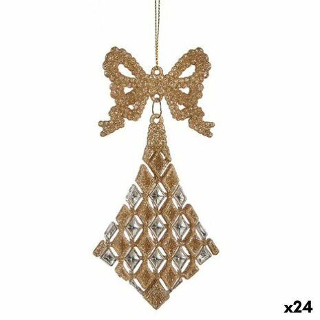 Kerstversiering Lasso Ruiten champagne Plastic Purpurine 7,5 x 1 x 15,5 cm (24 Stuks) 1
