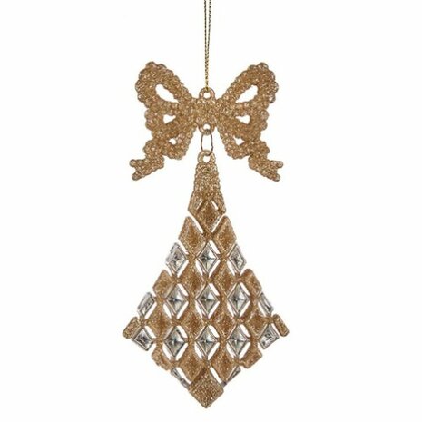 Kerstversiering Lasso Ruiten champagne Plastic Purpurine 7,5 x 1 x 15,5 cm (24 Stuks) 2