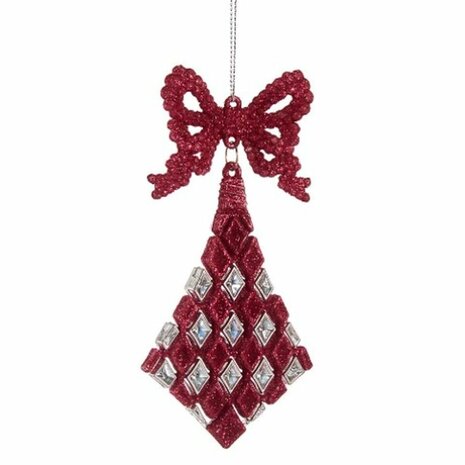 Kerstversiering Lasso Ruiten Fuchsia Plastic Purpurine 7,5 x 1 x 15,5 cm (24 Stuks) 2