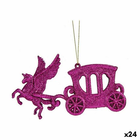 Kerstversiering Magische Koets Fuchsia Plastic Purpurine 15 x 8,5 x 4,5 cm (24 Stuks) 1