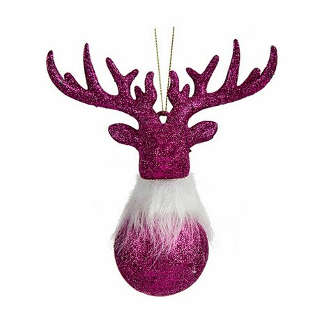 Kerstversiering Rendier Fuchsia Plastic Purpurine 13,5 x 15,5 x 7 cm (24 Stuks) 2
