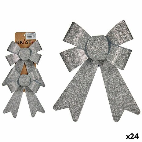 Kerst Decoratie Set Lasso Zilverkleurig PVC 15 x 2 x 18 cm (24 Stuks) 1