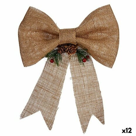 Kerstversiering Lasso Bruin Rood Groen Natuurlijke Vezel 24 x 5 x 34 cm (12 Stuks) 1