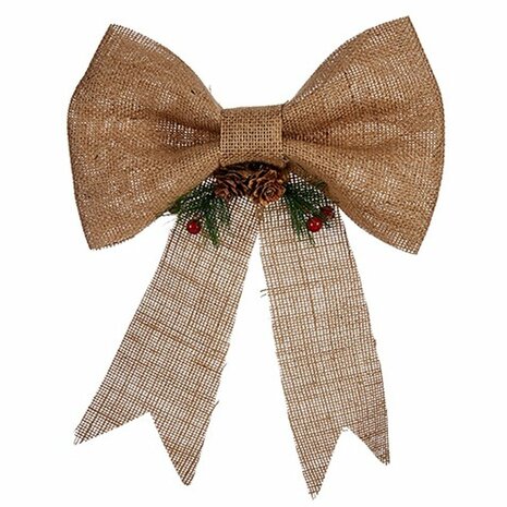 Kerstversiering Lasso Bruin Rood Groen Natuurlijke Vezel 24 x 5 x 34 cm (12 Stuks) 2