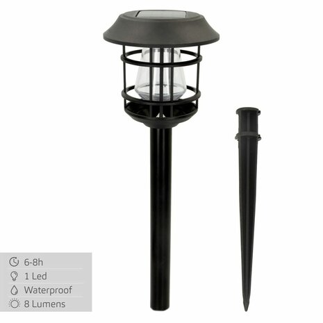 Set tuinverlichting op zonne-energie Aktive 2 Onderdelen Roestvrij staal Plastic 13 x 55 x 13 cm (4 Stuks) 6