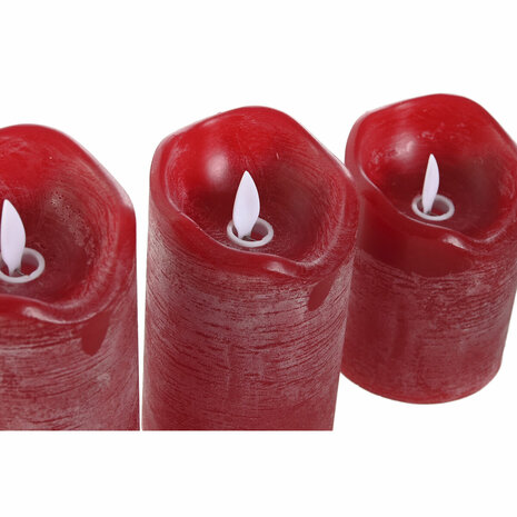 LED kaars Home ESPRIT Rood 26,5 x 8 x 17 cm (3 Onderdelen) 2