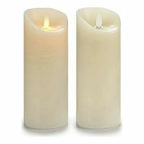 LED kaars Crème Plastic Was 10 x 21,5 x 10 cm 2