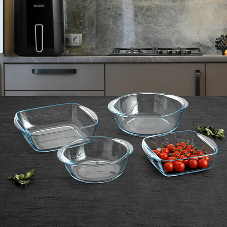 Serveerschaal Pyrex Airfryer Transparant Glas Ø 26 cm 2,3 L (8 Stuks) 5
