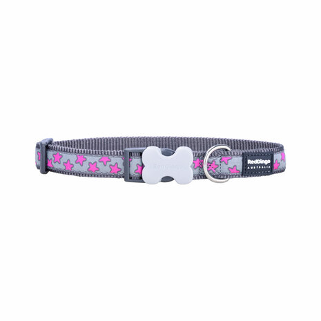 Hondenhalsband Red Dingo STYLE HOT PINK ON COOL GREY 15 mm x 24-36 cm Grijs 2