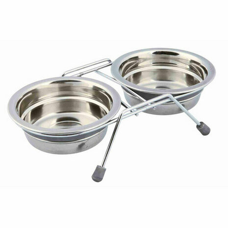 Voerbak voor honden Trixie Roestvrij staal 250 ml Dubbel 2 x 250 ml 2