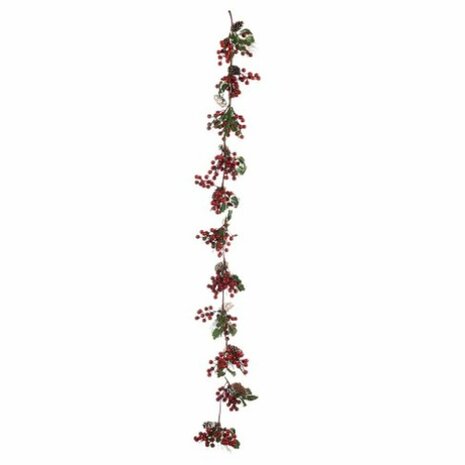 Kerstkrans Tak Rode Vruchten Groen Plastic 15 x 7,5 x 156 cm (6 Stuks) 2