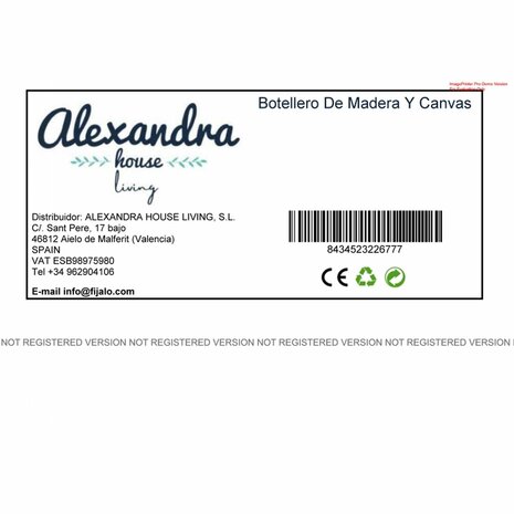Flessenrek Alexandra House Living Wit Canvas Hout MDF 60 x 55 x 100 cm 2
