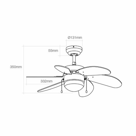 Plafondventilator met licht EDM 33985 Aral Wit 50 W 3
