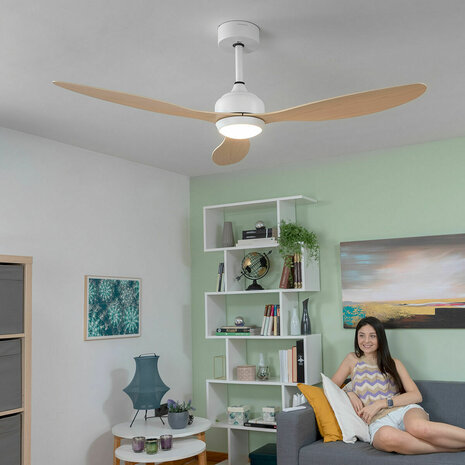 Plafondventilator met ledverlichting en 3 ABS-bladen Wuled InnovaGoods Hout 36 W 52" Ø132 cm 3