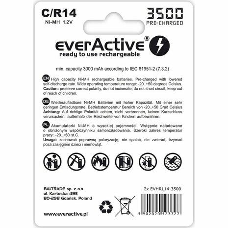 Batterijen EverActive R14/C 1,2 V 2