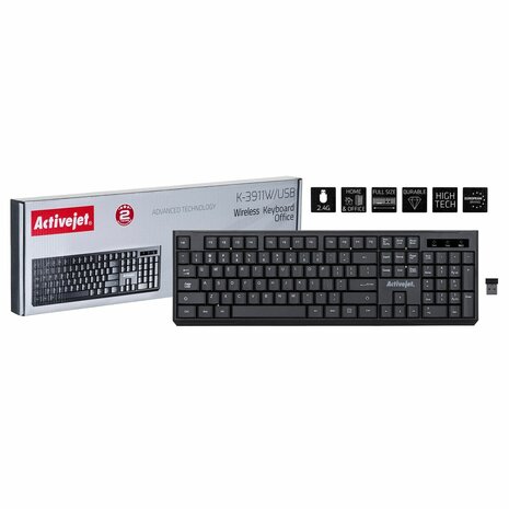 Toetsenbord Activejet K-3911W Zwart QWERTY 1