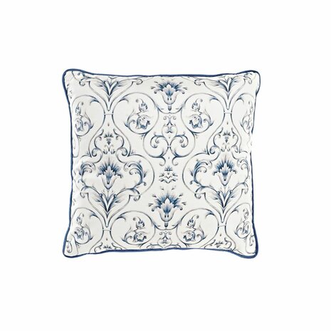 Kussen DKD Home Decor Blauw Wit Vierkant Blommor Neoklassiek 45 x 10 x 45 cm 1